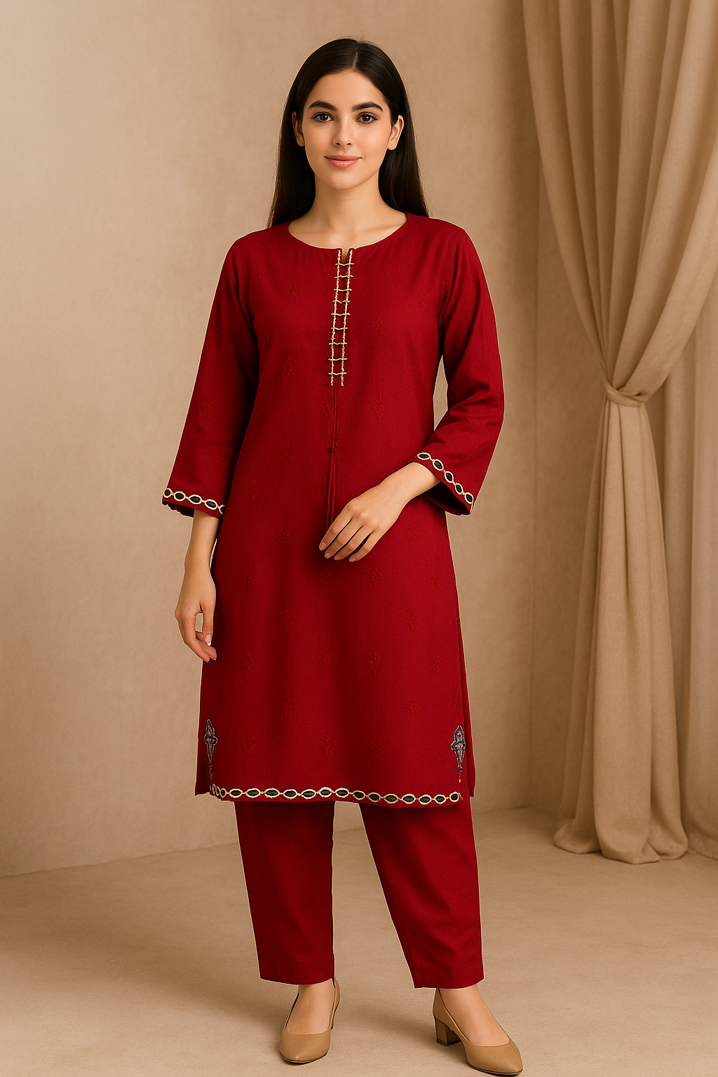 2 Piece Cotton Lawn Suit - Embroidered (Pret)