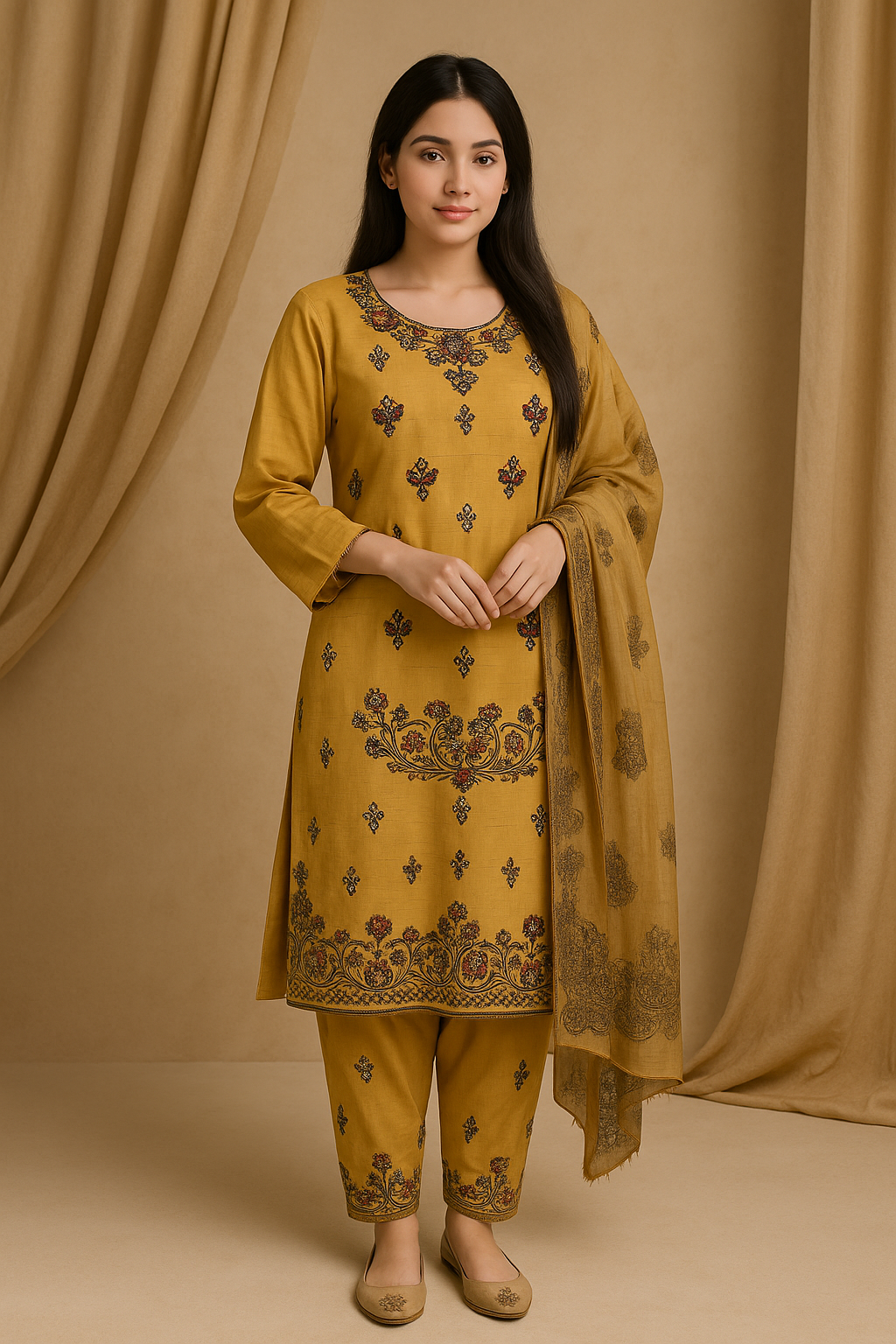 3 Piece Cotton Lawn Suit - Embroidered (Pret)