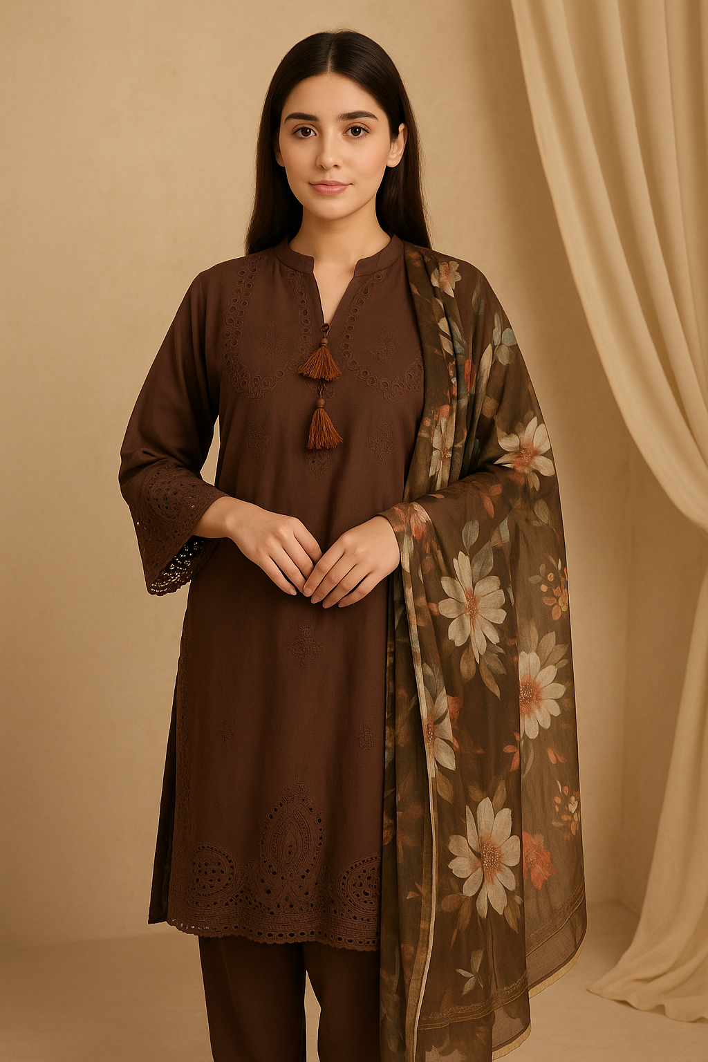 3 Piece Cotton Lawn Suit - Embroidered (Pret)