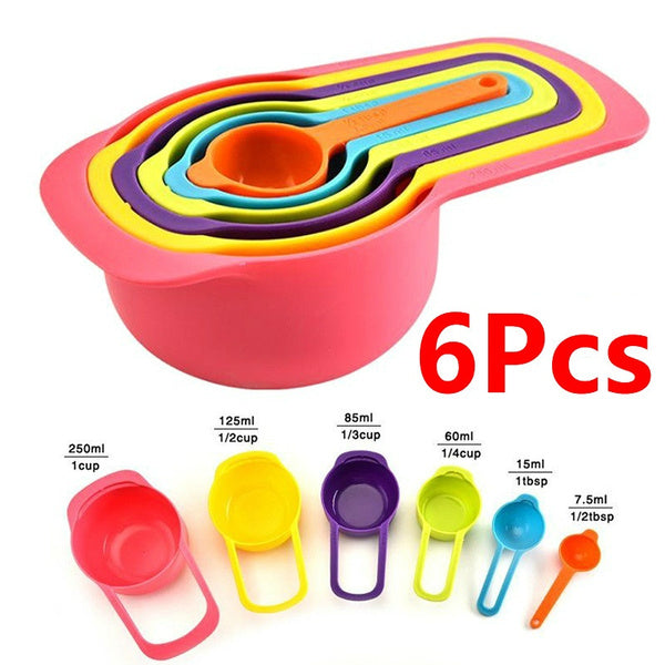 6-Piece Colorful Measuring Cups & Spoons Set