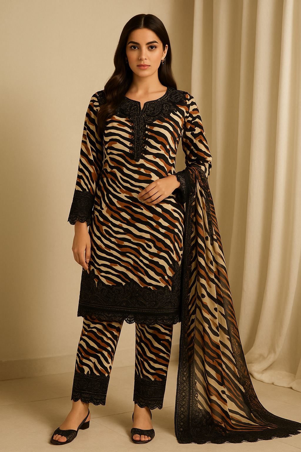 3 Piece Cotton Lawn Suit - Printed (Pret)