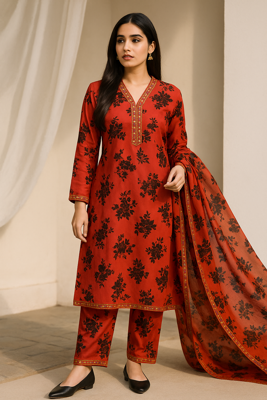 3 Piece Cotton Lawn Suit - Printed (Pret)