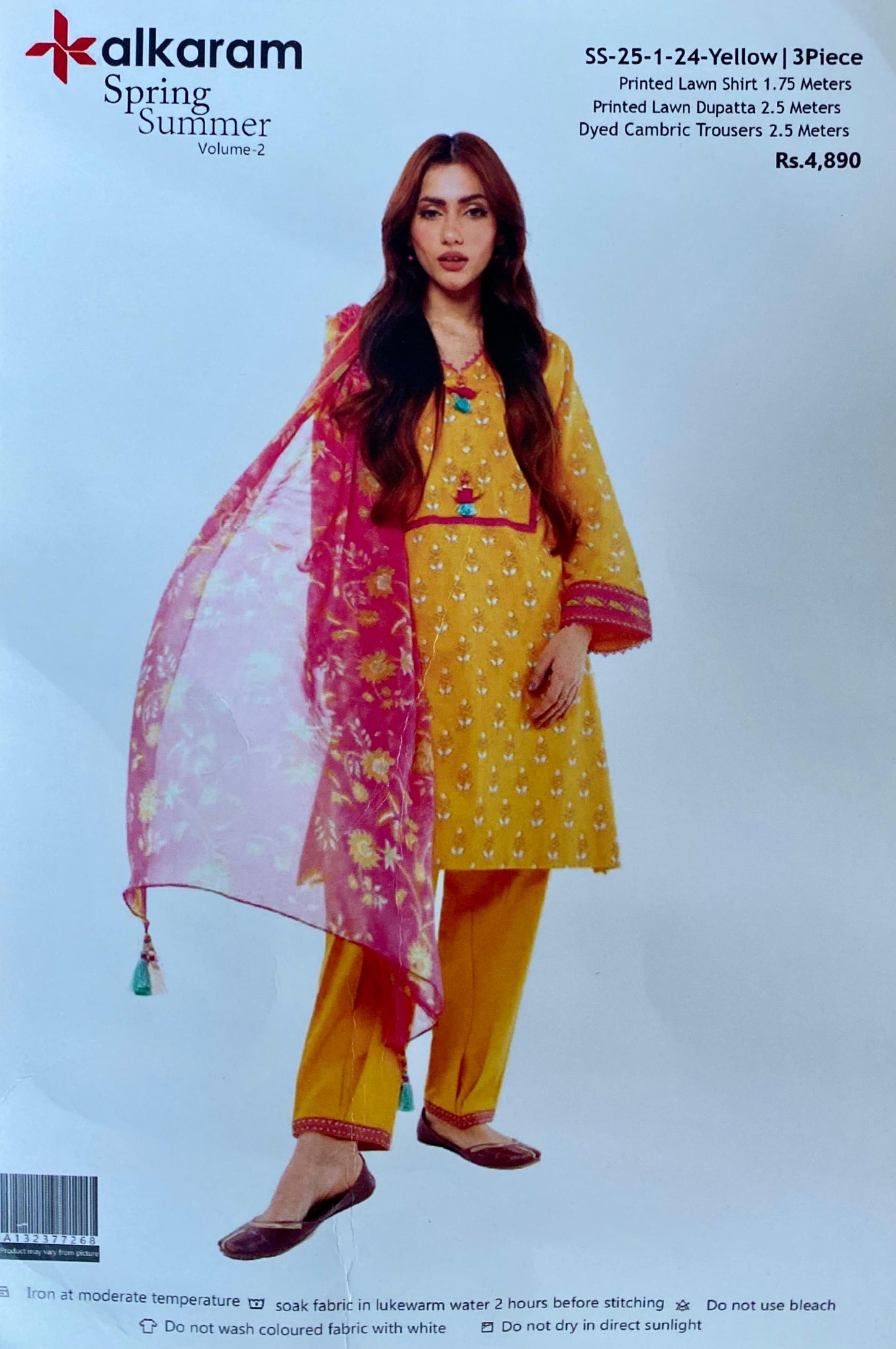 3 Piece Alkaram Lawn Suit - Printed (Unstiched)