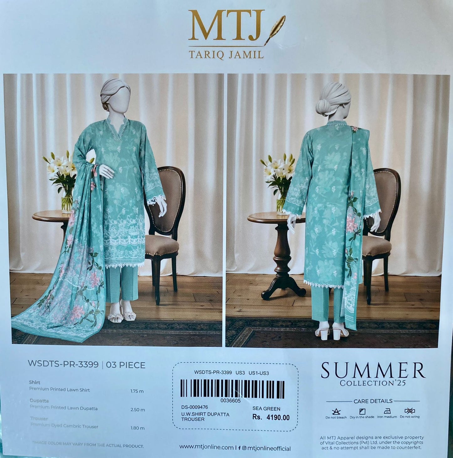 3 Piece MTJ Lawn Suit - Printed (Unstiched)