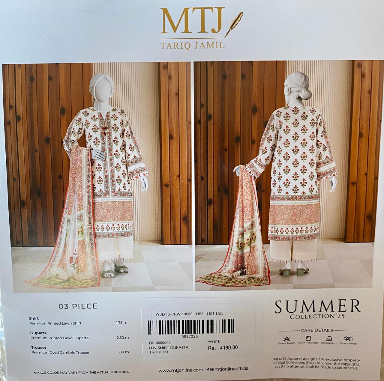 3 Piece MTJ Lawn Suit - Printed (Unstiched)