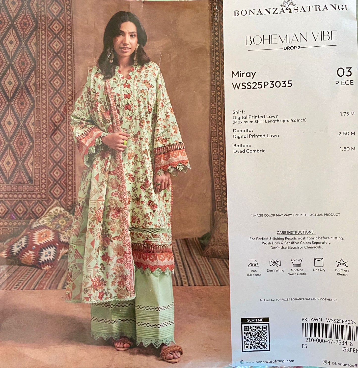 3 Piece Bonanza Satrangi Lawn Suit - Printed (Unstitched)