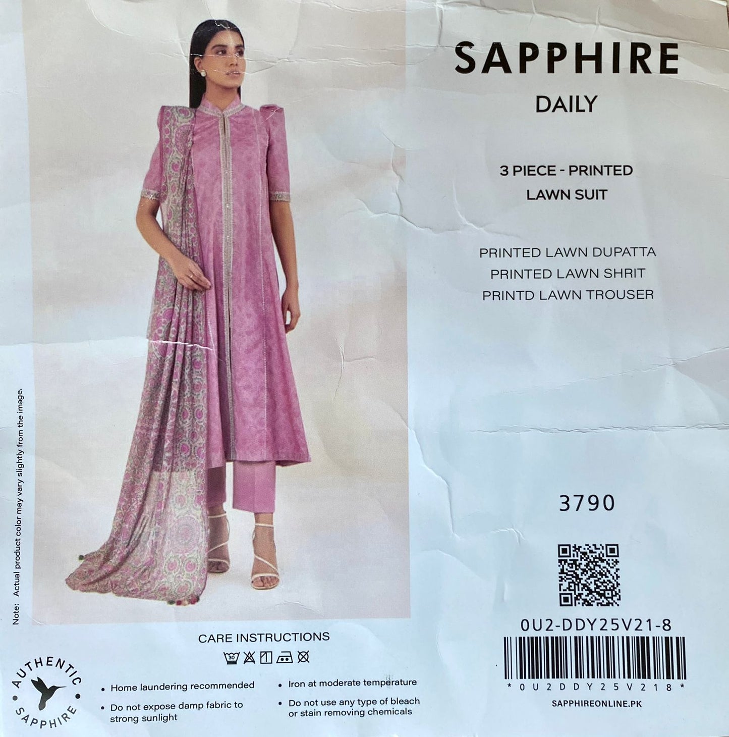3 Piece Sapphire Lawn Suit - Printed (Unstitched)