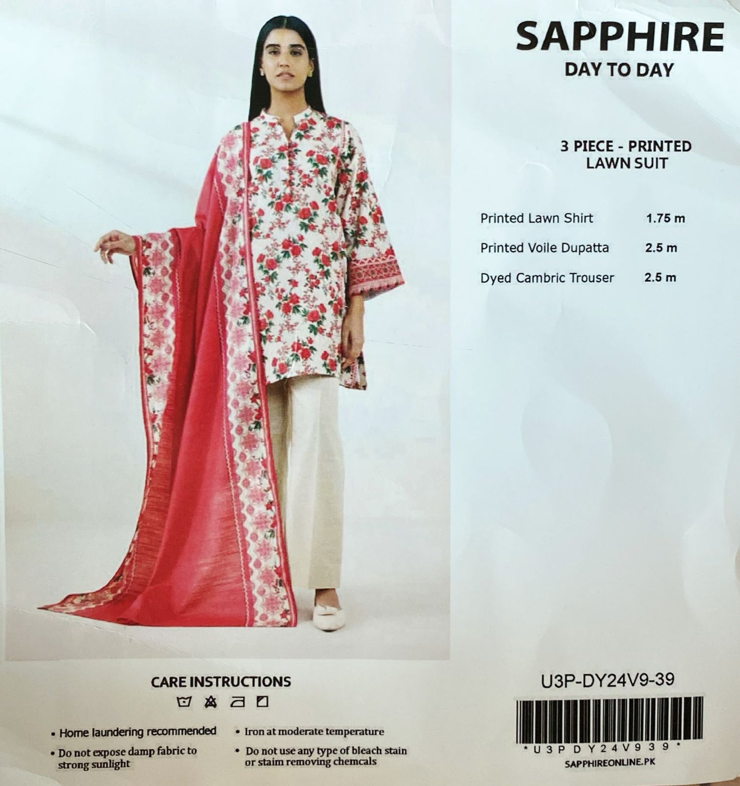 3 Piece Sapphire Lawn Suit - Printed (Unstitched)