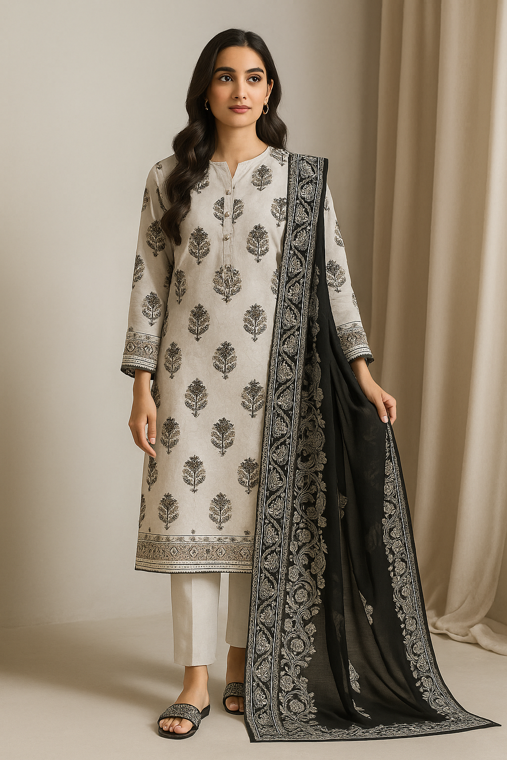 3 Piece Beechtree Lawn Suit - Printed (Unstitched)