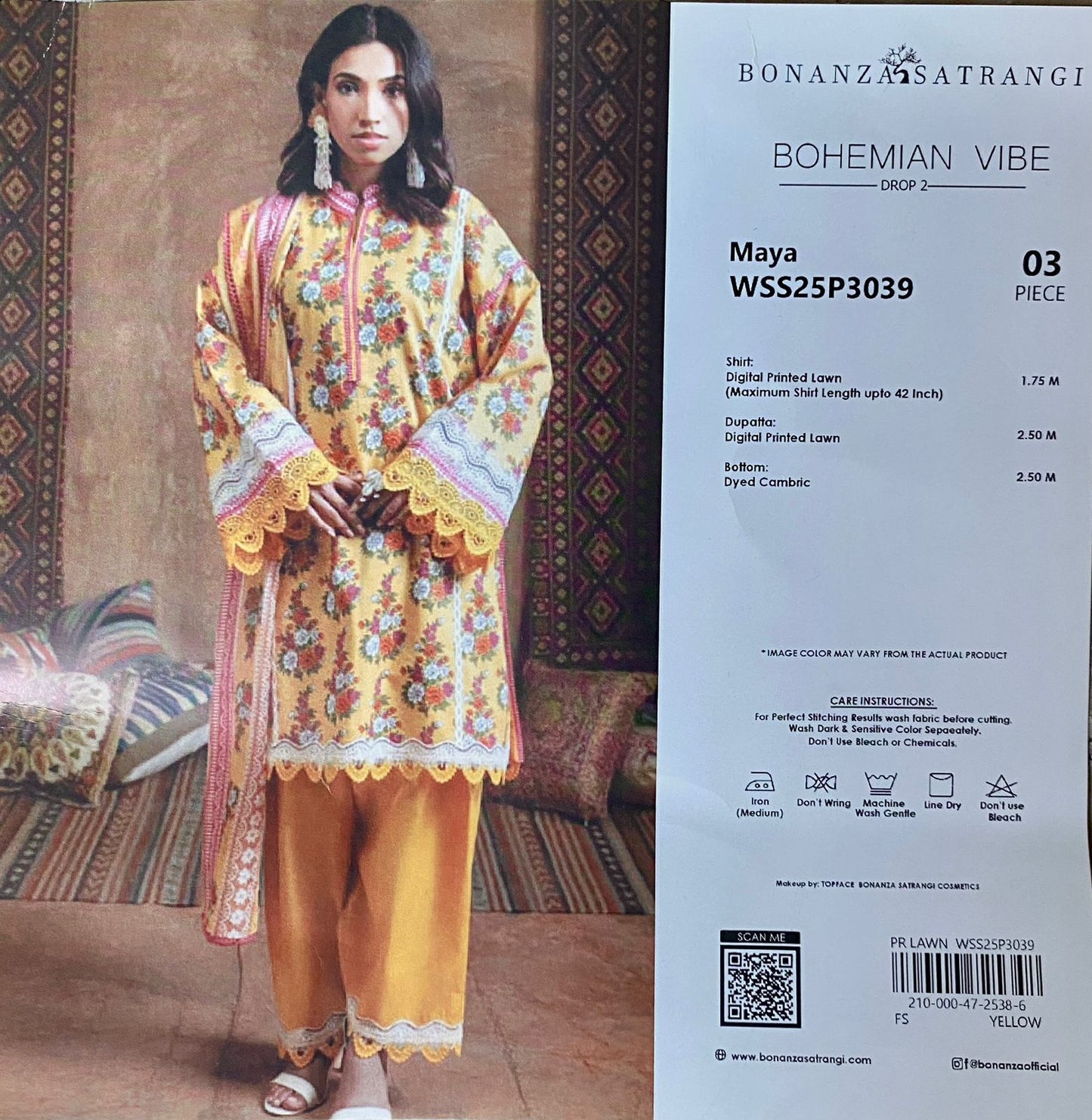 3 Piece Bonanza Satrangi Lawn Suit - Printed (Unstiched)