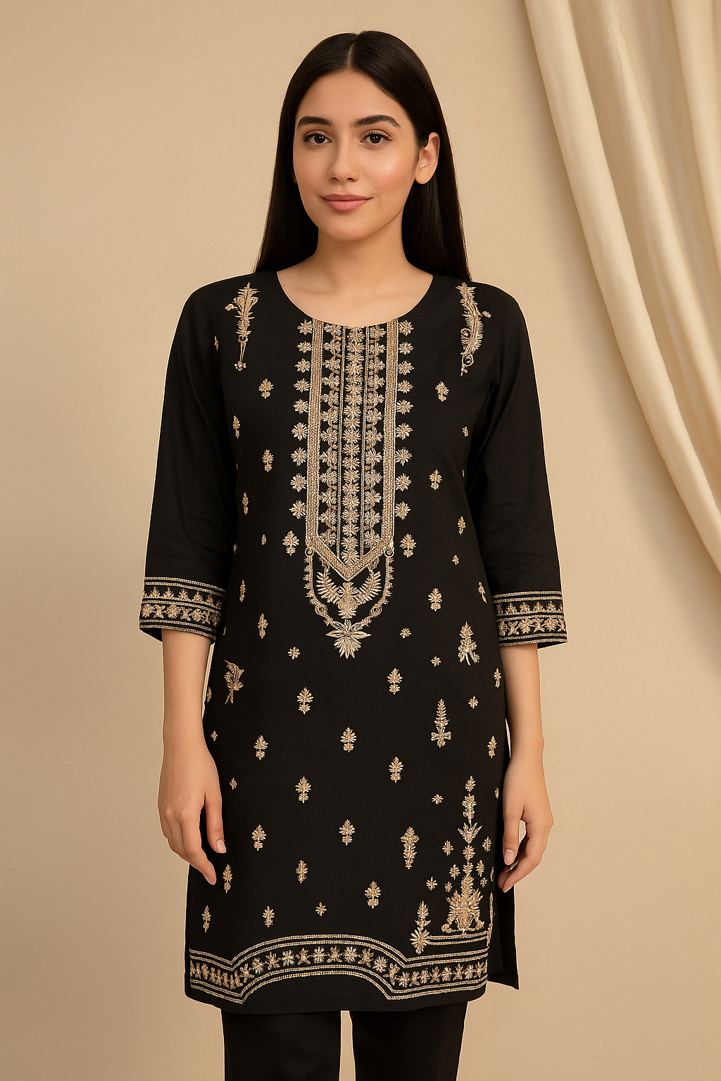 1 Piece Cotton Lawn Shirt- Embroidered (Pret)
