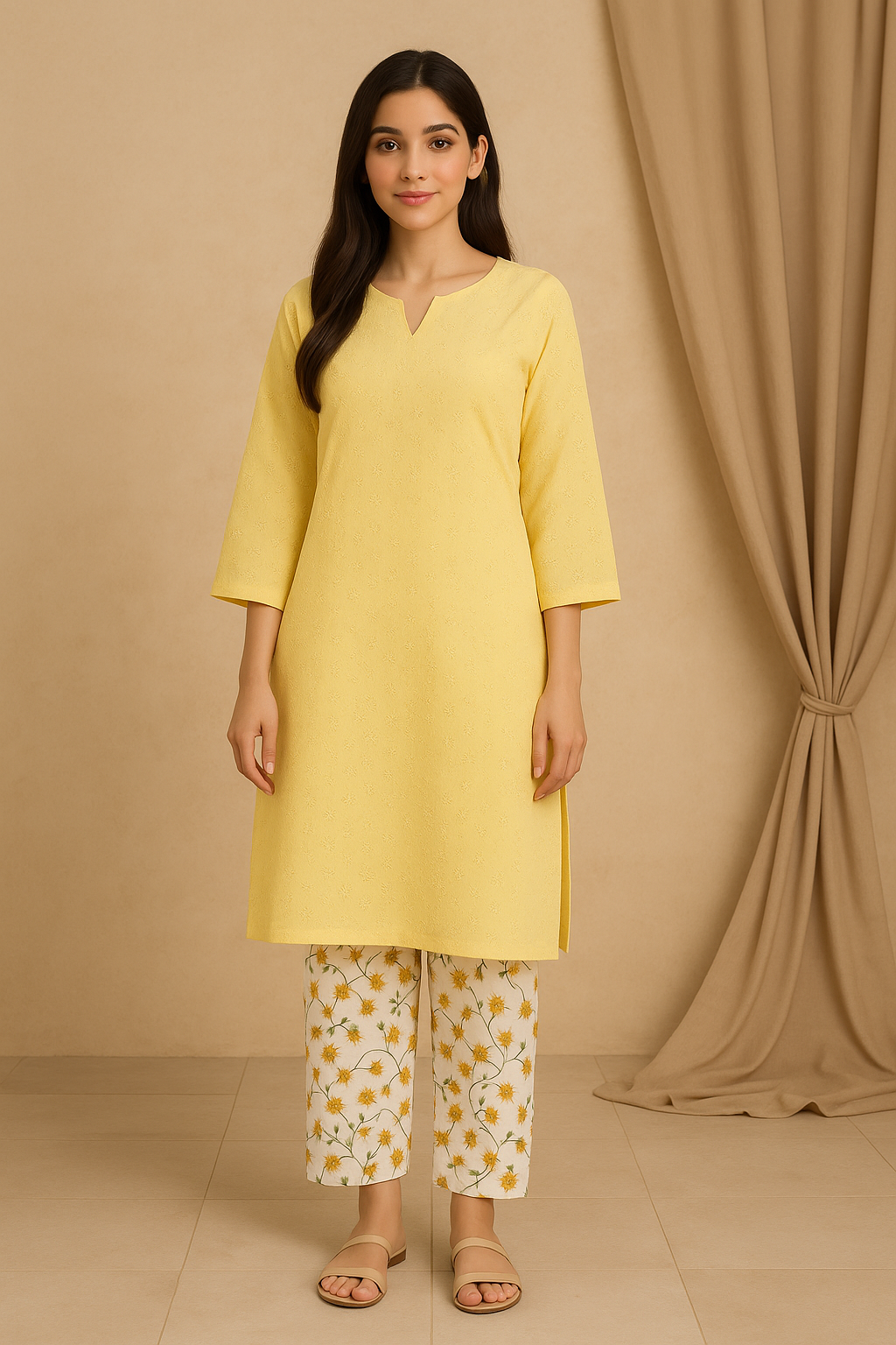 2 Piece Chikankari Cotton Lawn Suit - Embroidered (Unstiched)