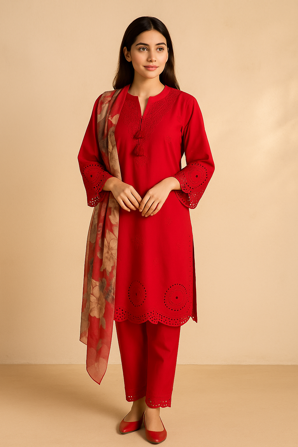 3 Piece Cotton Lawn Suit - Embroidered (Pret)