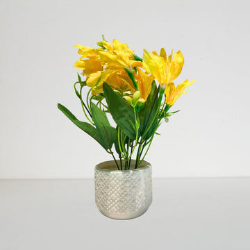Artificial Yellow Lily Bloom Plant