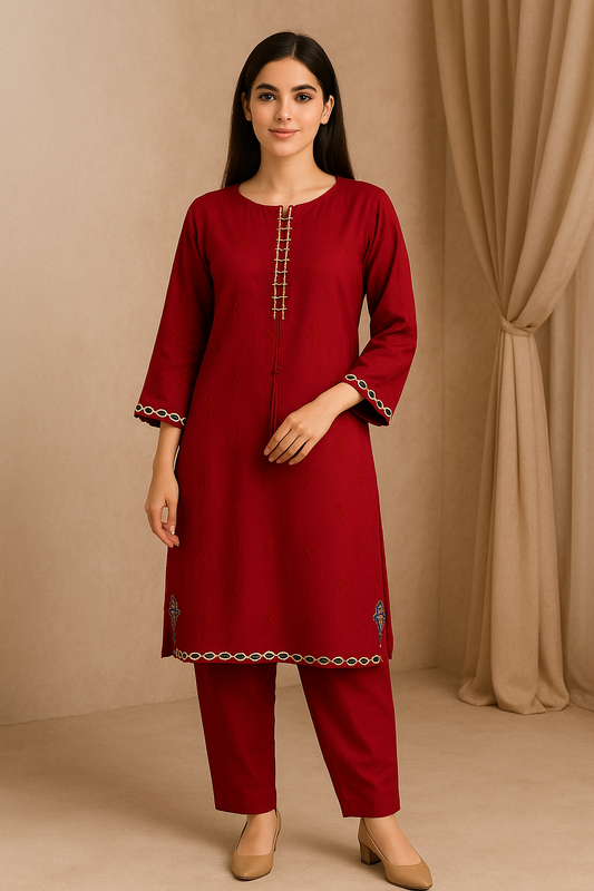 2 Piece Cotton Lawn Suit - Embroidered (Pret)