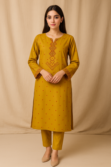 2 Piece Cotton Lawn Suit - Embroidered (Pret)