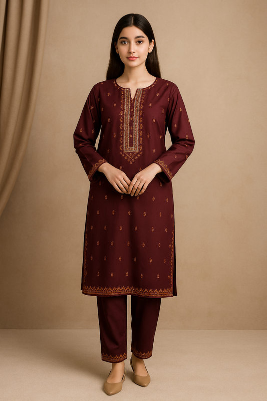 2 Piece Cotton Lawn Suit - Embroidered (Pret)