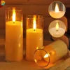 Christmas Artificial Electronic Candle Light Glow Swing Wick Acrylic Cup LED Glowing Candle Light Flameless Home Decoration