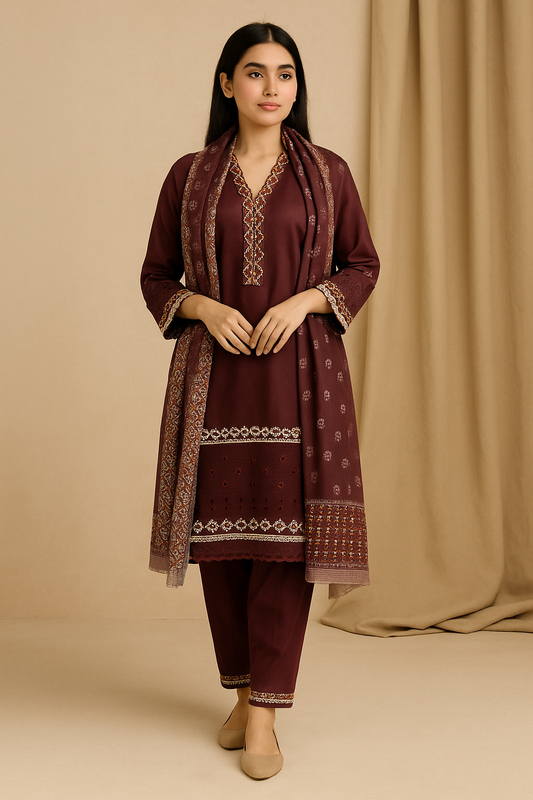 3 Piece Cotton Lawn Suit - Embroidered (Pret)
