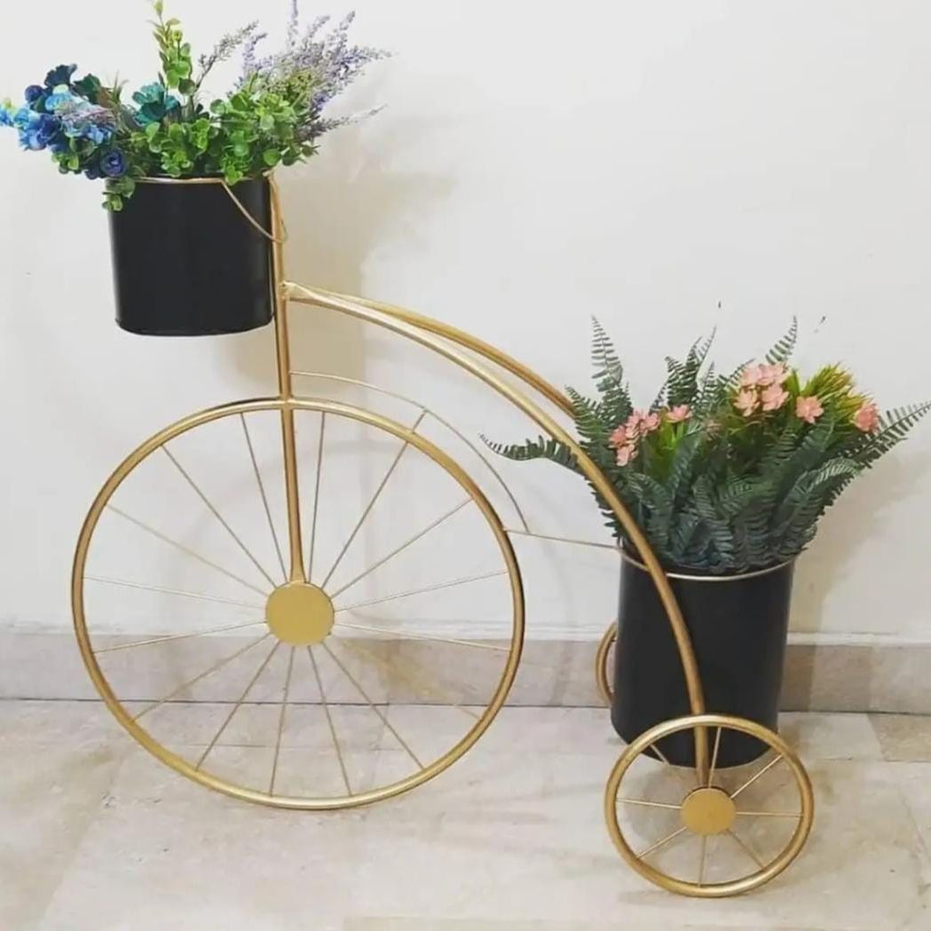 Planters - Planters Pots flower stand - Metal Plant Flower Floor Stand- Modren Planters Flower Pots - cycle Planter - Gifiting Item - House Luxery Items - With out Flowers Home Decore