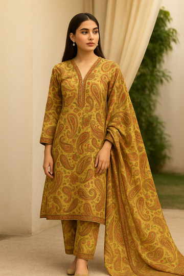 3 Piece Cotton Lawn Suit - Printed (Pret)