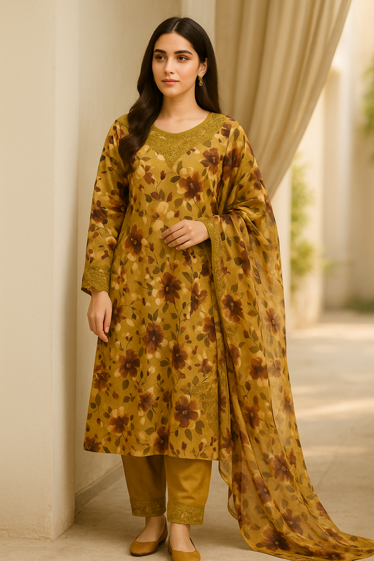 3 Piece Cotton Lawn Suit - Printed (Pret)