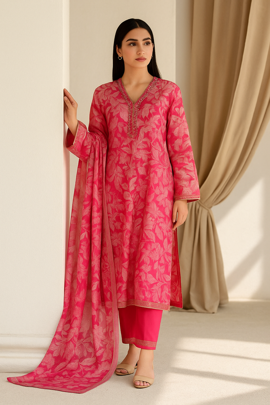 3 Piece Cotton Lawn Suit - Printed (Pret)