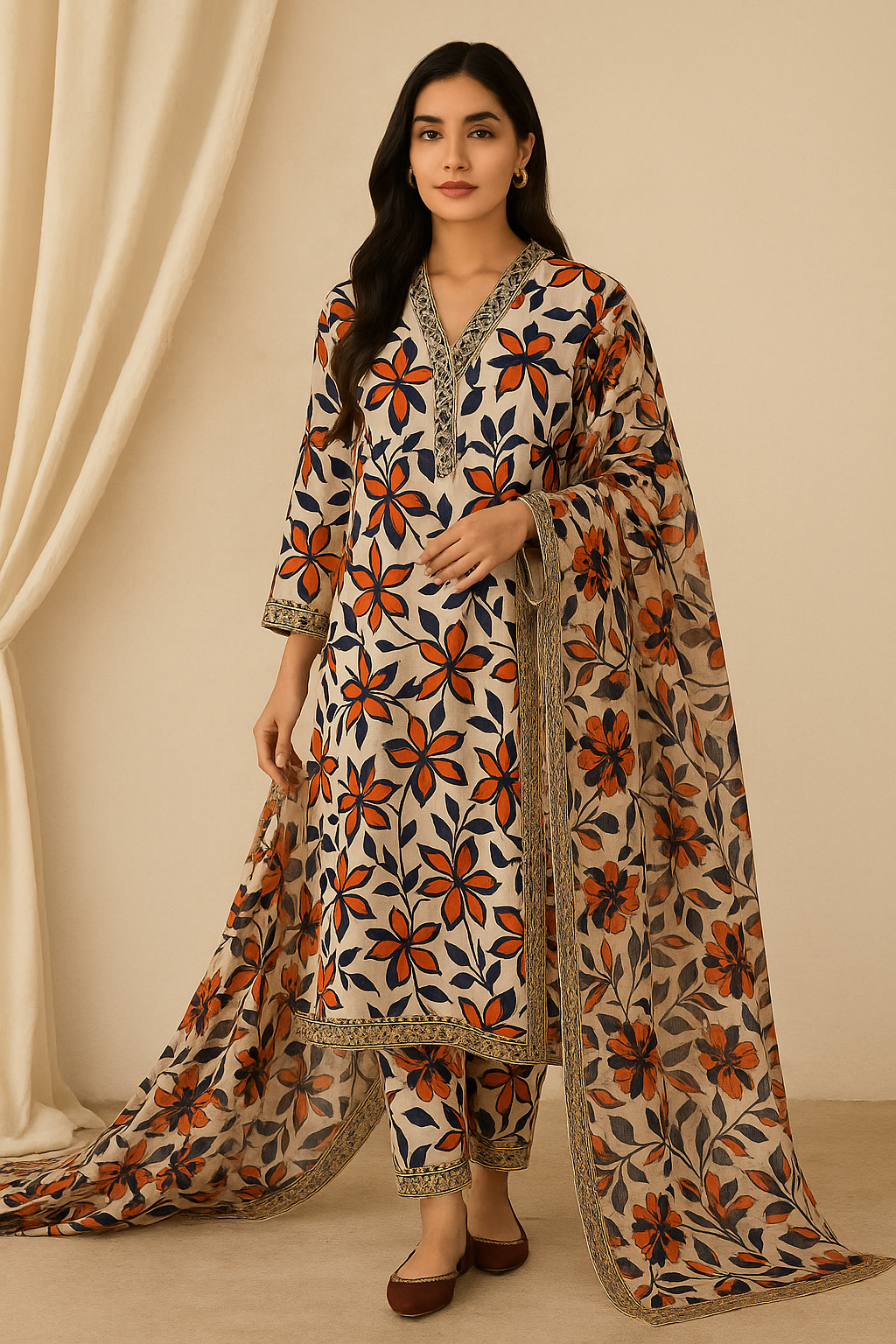 3 Piece Cotton Lawn Suit - Printed (Pret)