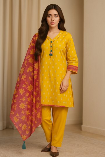 3 Piece Alkaram Lawn Suit - Printed (Unstiched)