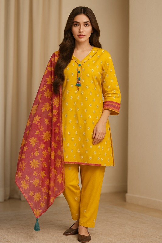 3 Piece Alkaram Lawn Suit - Printed (Unstiched)