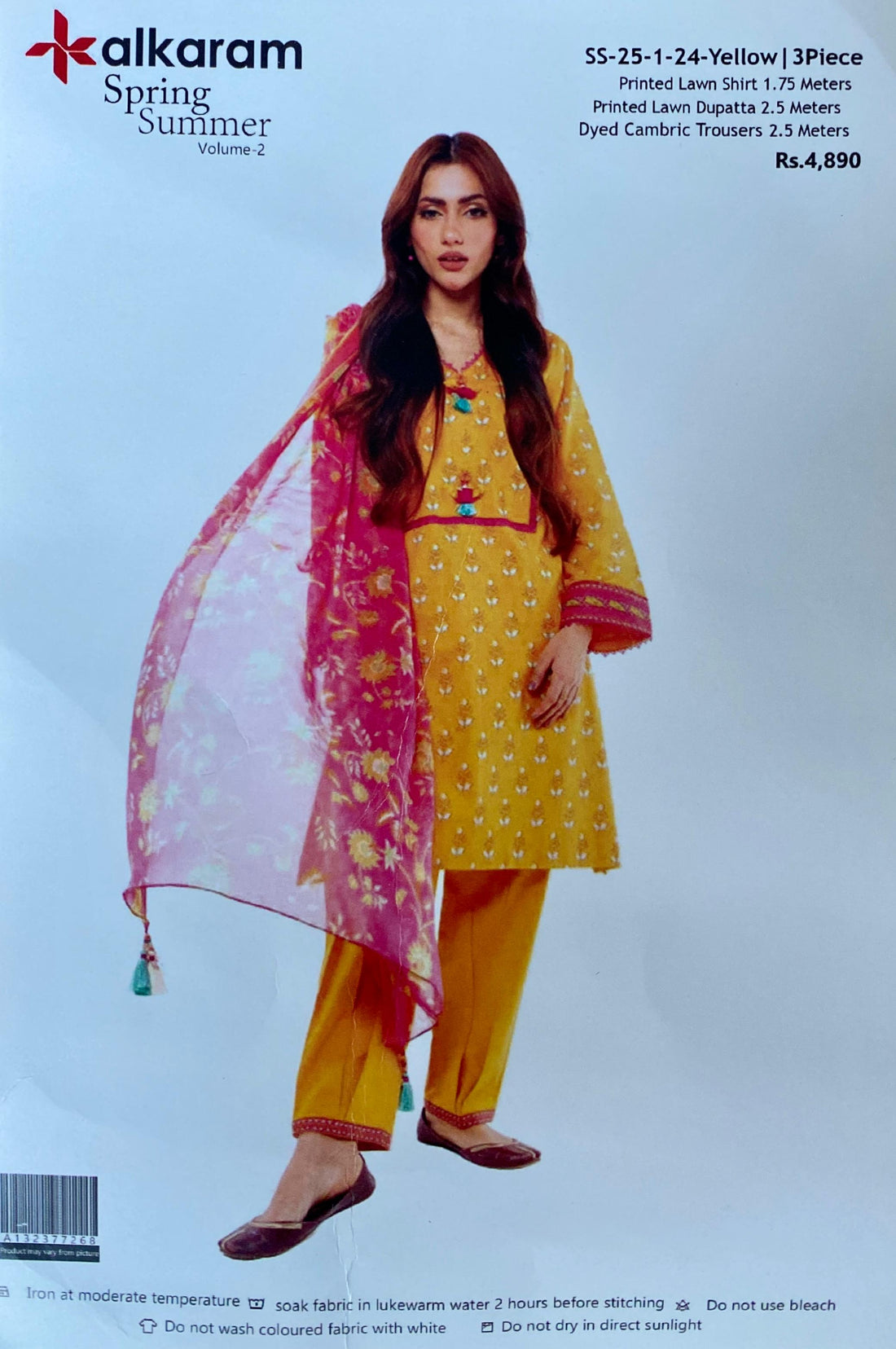 3 Piece Alkaram Lawn Suit - Printed (Unstiched)