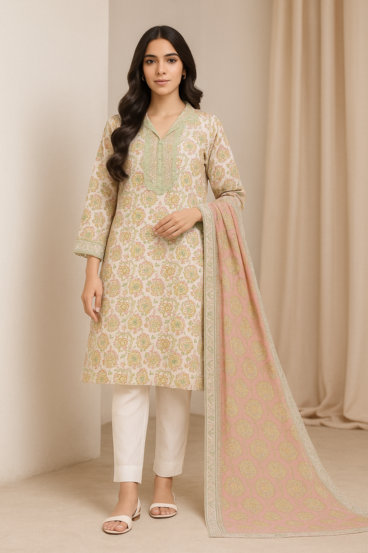 3 Piece Alkaram Lawn Suit - Printed (Unstiched)