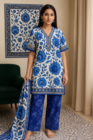 3 Piece Alkaram Lawn Suit - Printed (Unstiched)