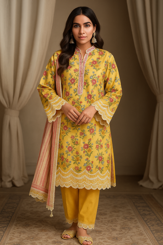 3 Piece Bonanza Satrangi Lawn Suit - Printed (Unstiched)