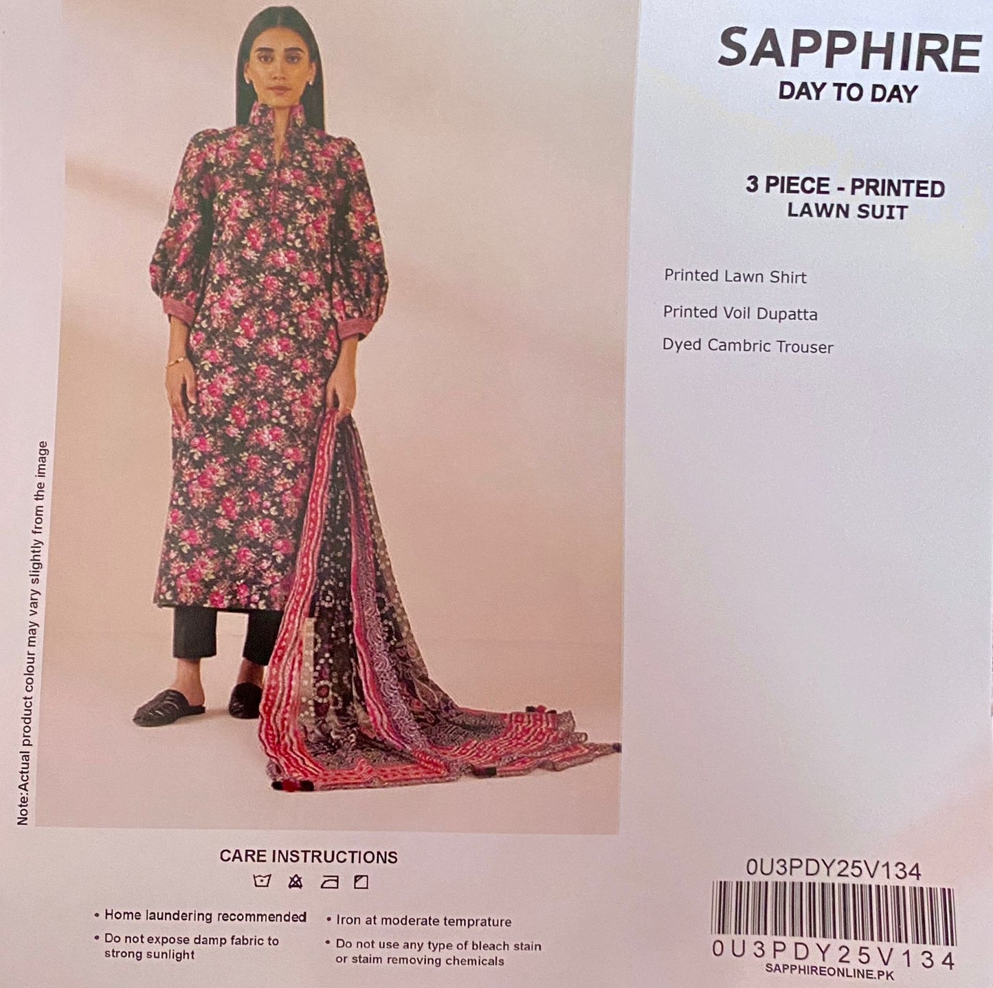 3 Piece Sapphire Lawn Suit - Printed (Unstiched)