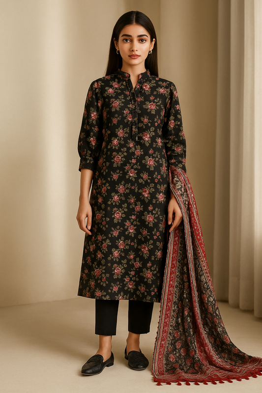 3 Piece Sapphire Lawn Suit - Printed (Unstiched)