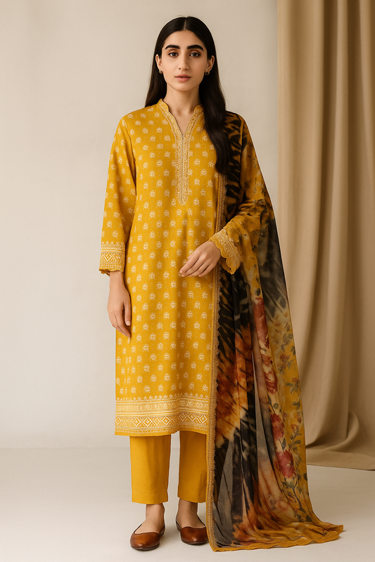 3 Piece Sapphire Lawn Suit - Printed (Unstiched)