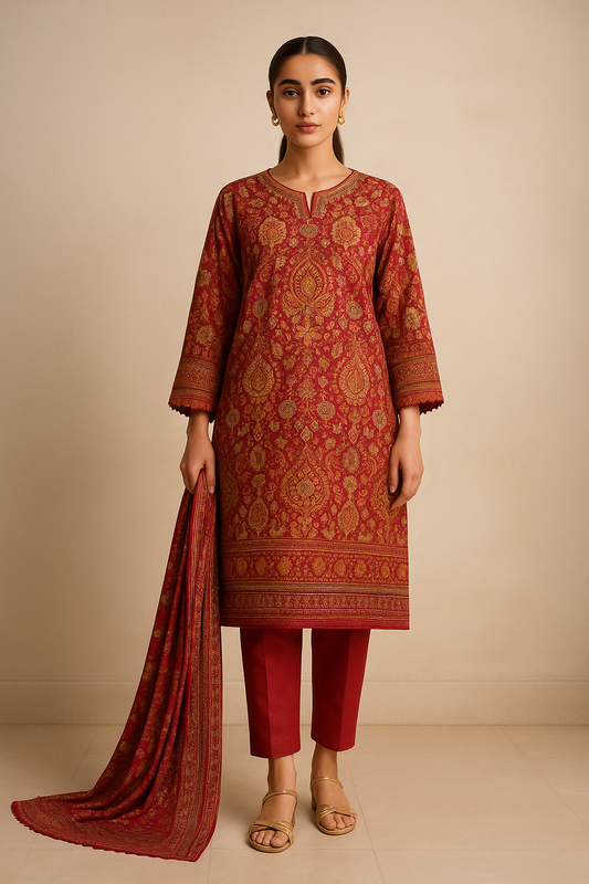 3 Piece Sapphire Lawn Suit - Printed (Unstiched)