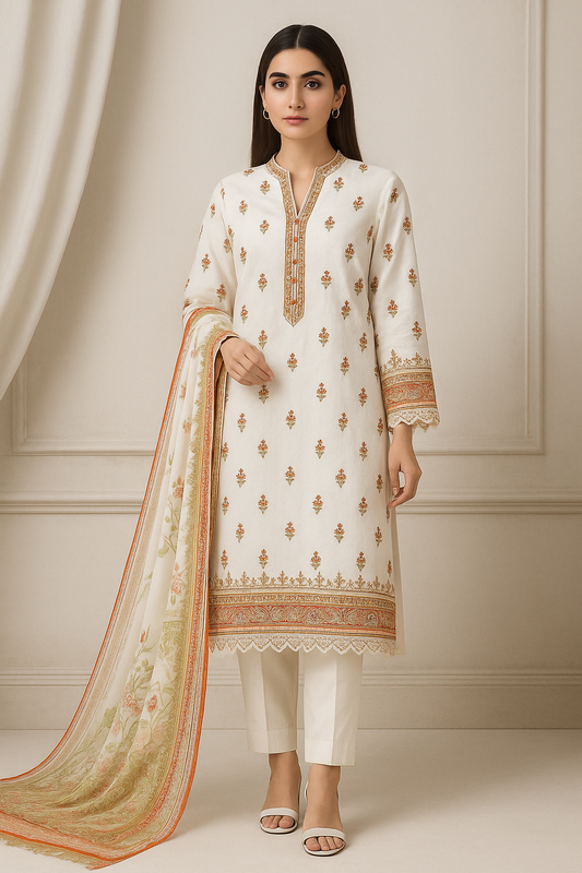3 Piece MTJ Lawn Suit - Printed (Unstiched)