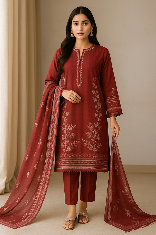 3 Piece MTJ Lawn Suit - Printed (Unstiched)