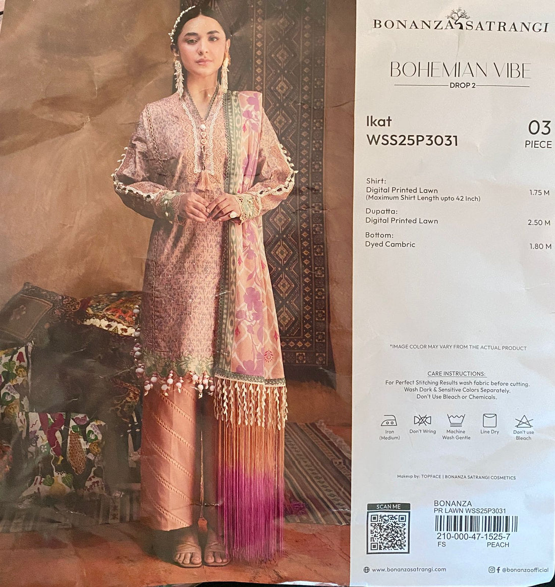 3 Piece Bonanza Satrangi Lawn Suit - Printed (Unstitched)