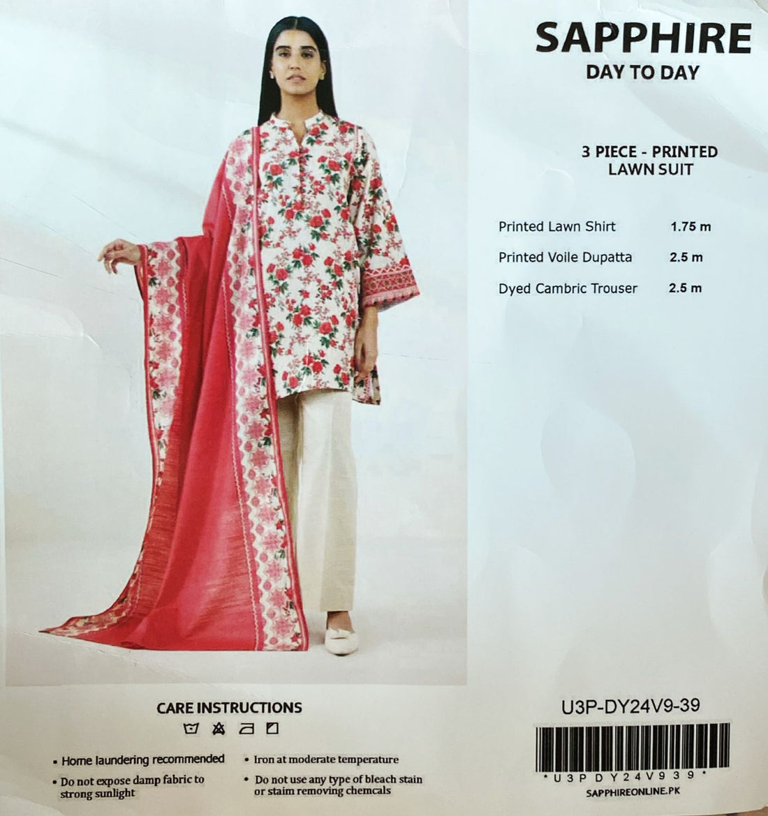 3 Piece Sapphire Lawn Suit - Printed (Unstitched)