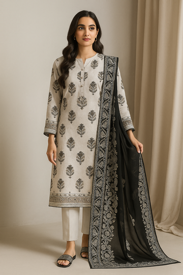 3 Piece Beechtree Lawn Suit - Printed (Unstitched)