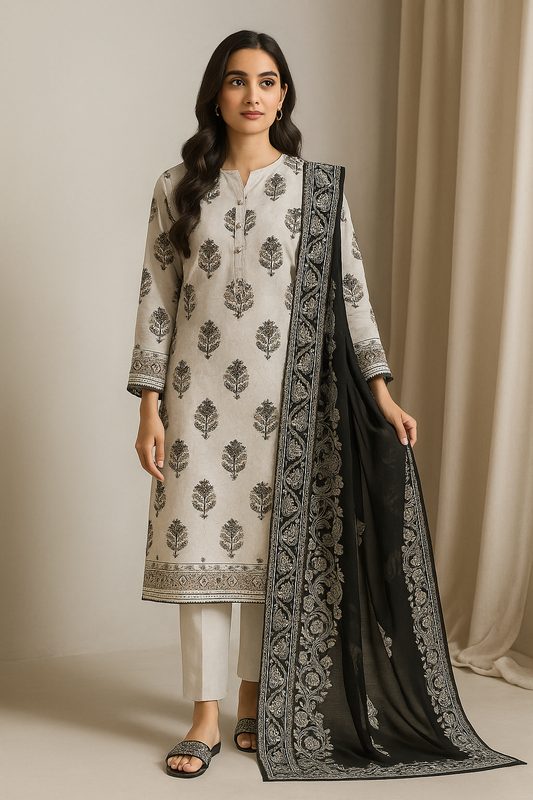 3 Piece Beechtree Lawn Suit - Printed (Unstitched)