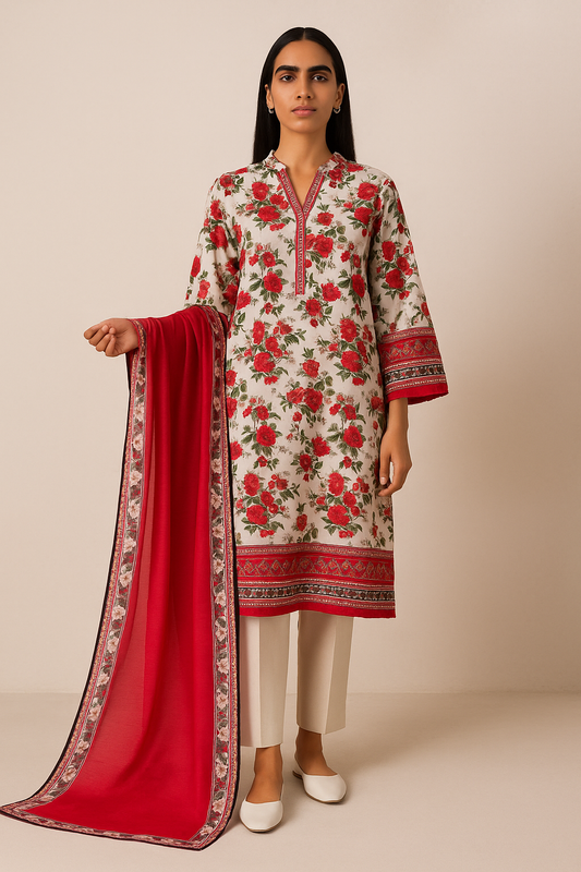 3 Piece Sapphire Lawn Suit - Printed (Unstitched)