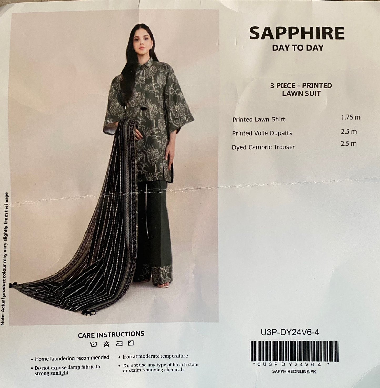 3 Piece Sapphire Lawn Suit - Printed (Unstiched)