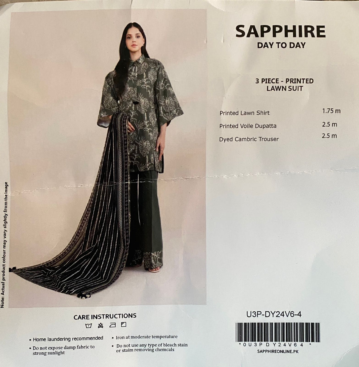 3 Piece Sapphire Lawn Suit - Printed (Unstiched)