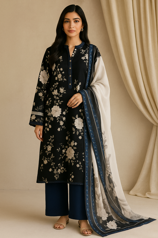 3 Piece Edenrobe Lawn Suit - Printed (Unstiched)