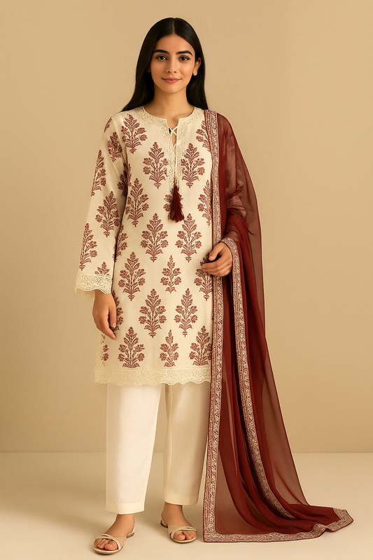 3 Piece Edenrobe Lawn Suit - Printed (Unstiched)