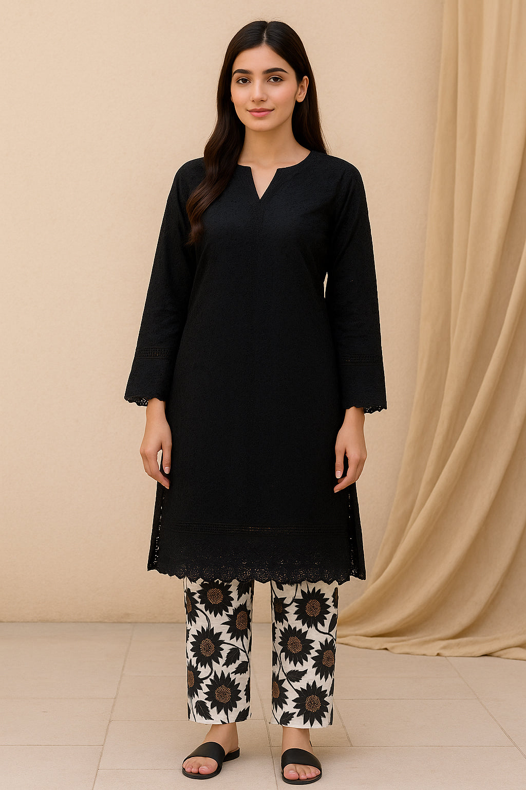 2 Piece Chikankari Cotton Lawn Suit - Embroidered (Unstiched)